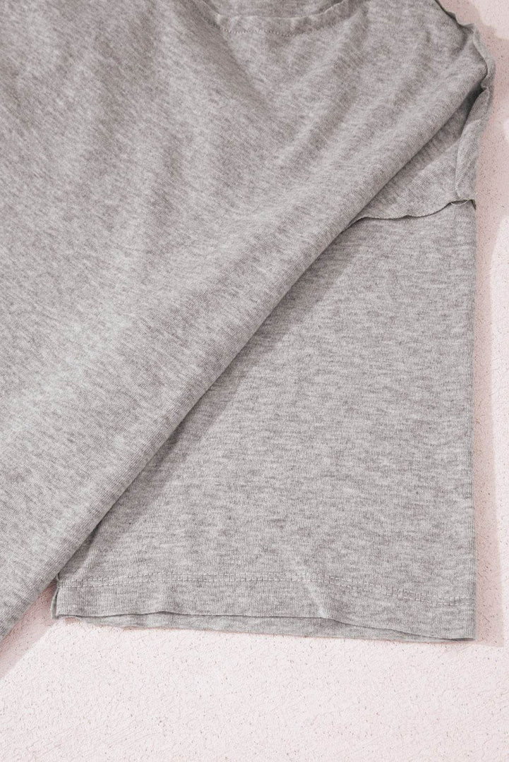 Gray Solid Color Loose Tee 2 Piece Shorts Set - Fashion Queen -  16