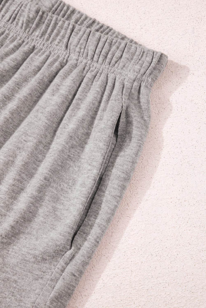 Gray Solid Color Loose Tee 2 Piece Shorts Set - Fashion Queen -  18