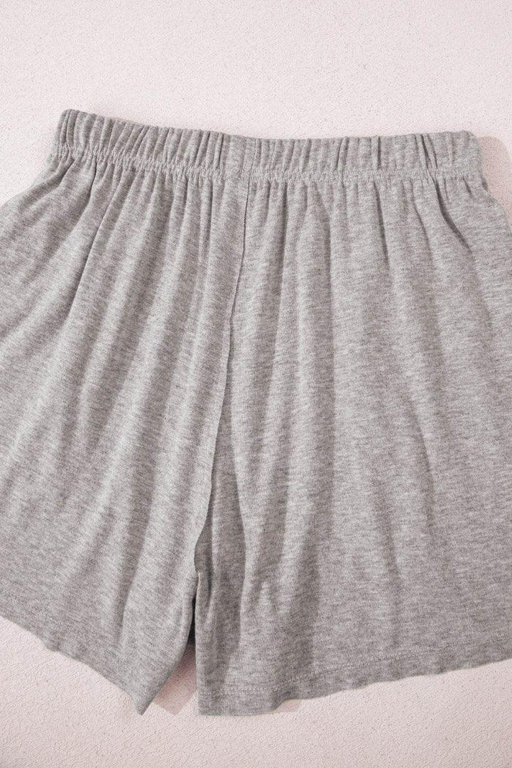 Gray Solid Color Loose Tee 2 Piece Shorts Set - Fashion Queen -  19