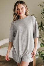 Load image into Gallery viewer, Gray Solid Color Loose Tee 2 Piece Shorts Set - Fashion Queen -  4