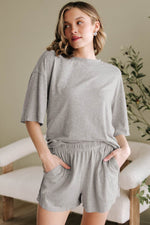 Load image into Gallery viewer, Gray Solid Color Loose Tee 2 Piece Shorts Set - Fashion Queen -  7