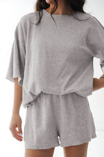 Load image into Gallery viewer, Gray Solid Color Loose Tee 2 Piece Shorts Set - Fashion Queen -  8