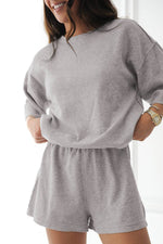 Load image into Gallery viewer, Gray Solid Color Loose Tee 2 Piece Shorts Set - Fashion Queen -  9