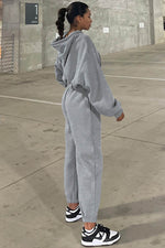 Load image into Gallery viewer, Gray Solid Drop Shoulder Hoodie and Joggers Activewear Set - Fashion Queen - 2