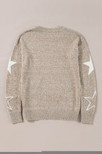 Load image into Gallery viewer, Gray Star Pattern Drop Shoulder Sweater - Fashion Queen - 27