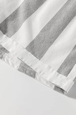 Load image into Gallery viewer, Gray Stripe Mixed Print Short Sleeve Top and Pocketed Shorts Set - Fashion Queen - 11