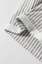 Load image into Gallery viewer, Gray Stripe Mixed Print Short Sleeve Top and Pocketed Shorts Set - Fashion Queen - 12