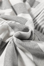 Load image into Gallery viewer, Gray Stripe Mixed Print Short Sleeve Top and Pocketed Shorts Set - Fashion Queen - 14