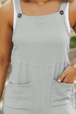 Load image into Gallery viewer, Gray Textured Wide Leg Overall with Pockets - Fashion Queen - 10