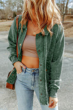 Load image into Gallery viewer, Gray Vintage Washed Flap Pocket Button Shacket - Fashion Queen - 12