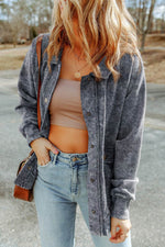 Load image into Gallery viewer, Gray Vintage Washed Flap Pocket Button Shacket - Fashion Queen - 13