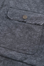 Load image into Gallery viewer, Gray Vintage Washed Flap Pocket Button Shacket - Fashion Queen - 19