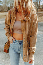 Load image into Gallery viewer, Gray Vintage Washed Flap Pocket Button Shacket - Fashion Queen - 22