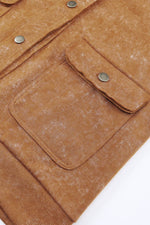 Load image into Gallery viewer, Gray Vintage Washed Flap Pocket Button Shacket - Fashion Queen - 27