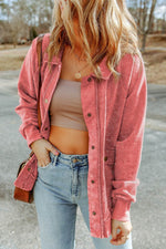 Load image into Gallery viewer, Gray Vintage Washed Flap Pocket Button Shacket - Fashion Queen - 9