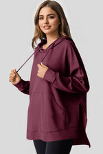 Load image into Gallery viewer, Gray Waffle Knit Fleece Lined High Low Oversized Hoodie - Fashion Queen - 15