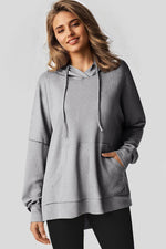 Load image into Gallery viewer, Gray Waffle Knit Fleece Lined High Low Oversized Hoodie - Fashion Queen - 16