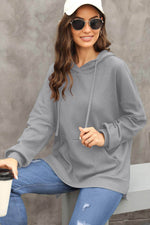 Load image into Gallery viewer, Gray Waffle Knit Fleece Lined High Low Oversized Hoodie - Fashion Queen - 17