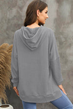 Load image into Gallery viewer, Gray Waffle Knit Fleece Lined High Low Oversized Hoodie - Fashion Queen - 18