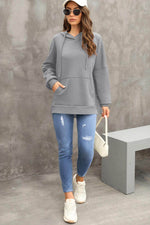 Load image into Gallery viewer, Gray Waffle Knit Fleece Lined High Low Oversized Hoodie - Fashion Queen - 19