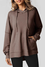 Load image into Gallery viewer, Gray Waffle Knit Fleece Lined High Low Oversized Hoodie - Fashion Queen - 7