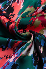 Load image into Gallery viewer, Green Abstract Print Smocked Cuffs Frilled Neck Blouse - Fashion Queen - 10