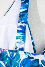 Load image into Gallery viewer, Green Floral Print Padded V Neck Tankini Top - Fashion Queen - 10