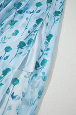 Load image into Gallery viewer, Green Floral Print Ruffled Side Slit Tube Top Maxi Dress - Fashion Queen - 16