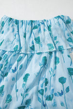 Load image into Gallery viewer, Green Floral Print Ruffled Side Slit Tube Top Maxi Dress - Fashion Queen - 18