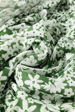 Load image into Gallery viewer, Green Floral Print Square Neck Shirred Waist Tiered Ruffled Mini Dress - Fashion Queen - 10