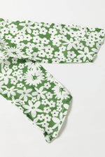 Load image into Gallery viewer, Green Floral Print Square Neck Shirred Waist Tiered Ruffled Mini Dress - Fashion Queen - 9