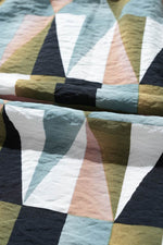 Load image into Gallery viewer, Green Geometric Print Buttoned Balloon Sleeve Loose Fit Shirt - Fashion Queen - 8