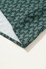 Load image into Gallery viewer, Green Geometric Print Notched Neck Puff Sleeve Blouse - Fashion Queen - 10