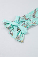 Load image into Gallery viewer, Green Leopard Satin Ruffle Pajama Short Set - Fashion Queen - 10