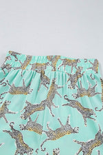 Load image into Gallery viewer, Green Leopard Satin Ruffle Pajama Short Set - Fashion Queen - 18
