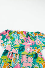 Load image into Gallery viewer, Green Mix Tropical Print Strapless Ruffled Jumpsuit - Fashion Queen - 12