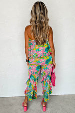 Load image into Gallery viewer, Green Mix Tropical Print Strapless Ruffled Jumpsuit - Fashion Queen - 2