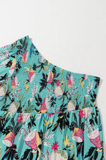 Load image into Gallery viewer, Green Plus Size Floral Smocked Bodice Single Puff Short Sleeve Babydoll Blouse - Fashion Queen - 11