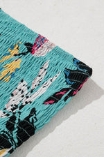 Load image into Gallery viewer, Green Plus Size Floral Smocked Bodice Single Puff Short Sleeve Babydoll Blouse - Fashion Queen - 12