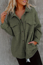 Load image into Gallery viewer, Green Retro Quilted Flap Pocket Button Shacket - Fashion Queen - 1