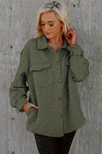 Load image into Gallery viewer, Green Retro Quilted Flap Pocket Button Shacket - Fashion Queen - 10