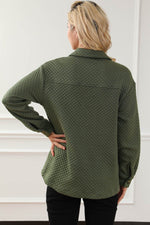 Load image into Gallery viewer, Green Retro Quilted Flap Pocket Button Shacket - Fashion Queen - 13