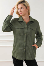 Load image into Gallery viewer, Green Retro Quilted Flap Pocket Button Shacket - Fashion Queen - 15
