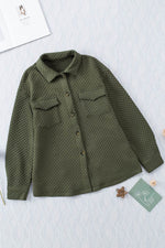 Load image into Gallery viewer, Green Retro Quilted Flap Pocket Button Shacket - Fashion Queen - 18