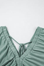 Load image into Gallery viewer, Green Textured V Neck Flutter Sleeve Ruffled Maxi Dress - Fashion Queen - 28