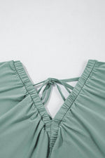 Load image into Gallery viewer, Green Textured V Neck Flutter Sleeve Ruffled Maxi Dress - Fashion Queen - 30