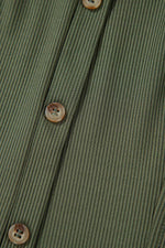 Load image into Gallery viewer, Guacamole Green Rib Knit Square Neck Buttoned Long Sleeve Mini Dress - Fashion Queen - 9