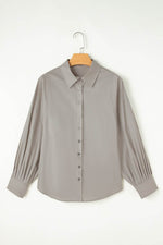 Load image into Gallery viewer, High Solid Color Balloon Sleeve Side Slits Loose Fit Shirt - Fashion Queen - 6