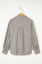 Load image into Gallery viewer, High Solid Color Balloon Sleeve Side Slits Loose Fit Shirt - Fashion Queen - 7