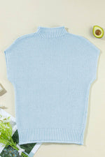 Load image into Gallery viewer, Iceland Blue High Neck Bat Short Sleeve Sweater - Fashion Queen - 10